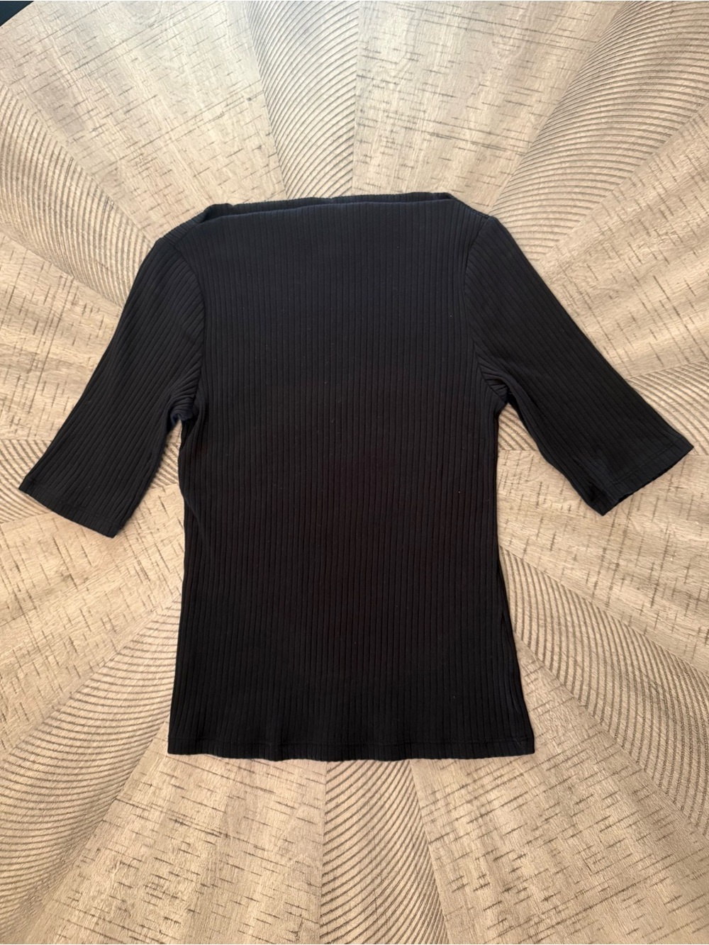 Old Navy Black Ribbed Elbow-Sleeve Top